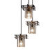 Metropolis 3 Light Dark Bronze Pendant Ceiling Light in Mercury Glass, Cylinder with Flat Rim