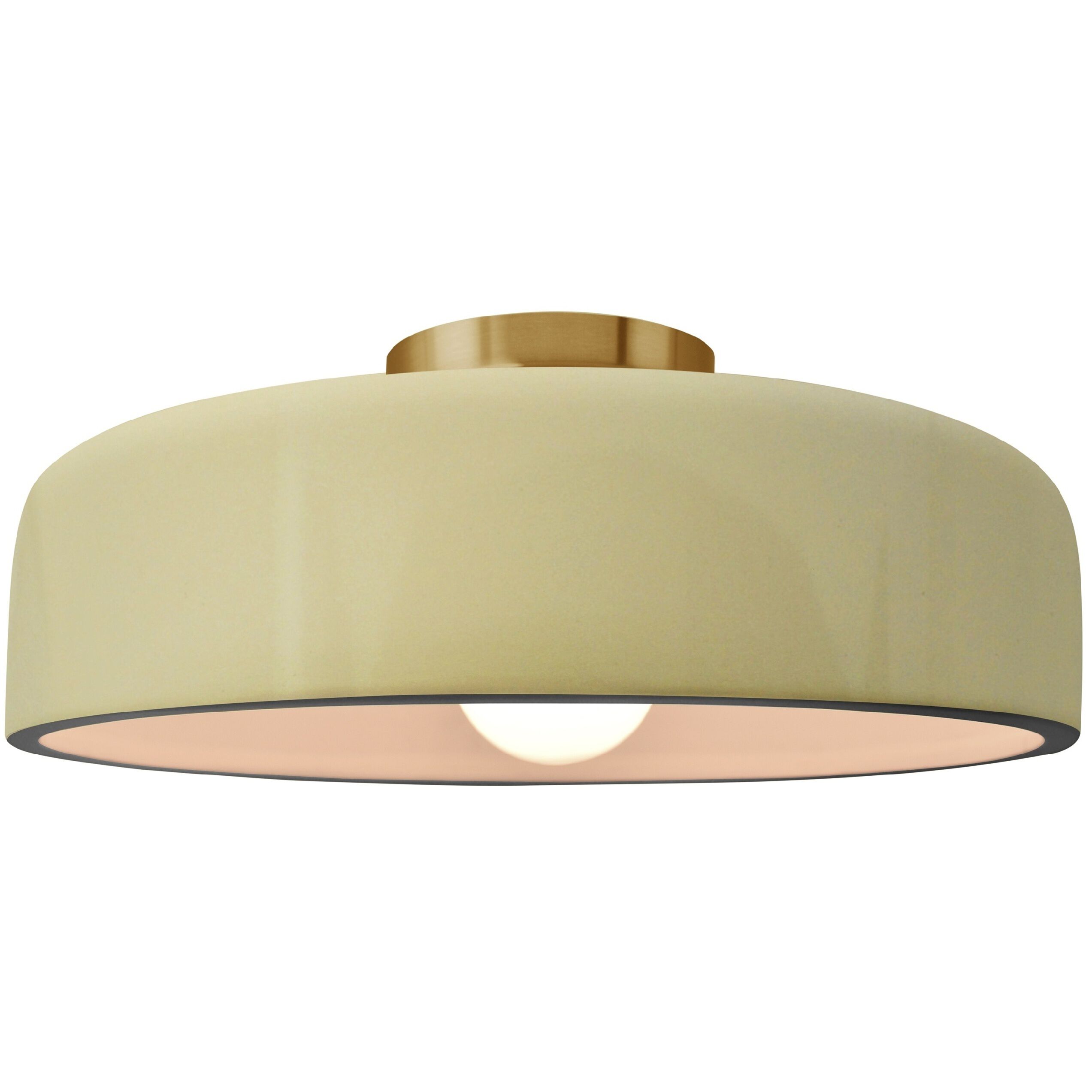 Radiance Collection - Spire LED 13 inch Vanilla Gloss and Brushed Brass Semi-Flush Ceiling Light in Dedicated LED, 13W x 6H, Form+Finish+Function