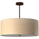 Textile Collection - Classic Family 6 Light 24 inch Dark Bronze Drum Pendant Ceiling Light in Incandescent, Cream Linen, Classic Family