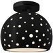 Perforated Globe Semi-Flush Ceiling Light in Matte Black, Dedicated LED, Carbon Matte Black, 7W x 7H, Form+Finish+Function