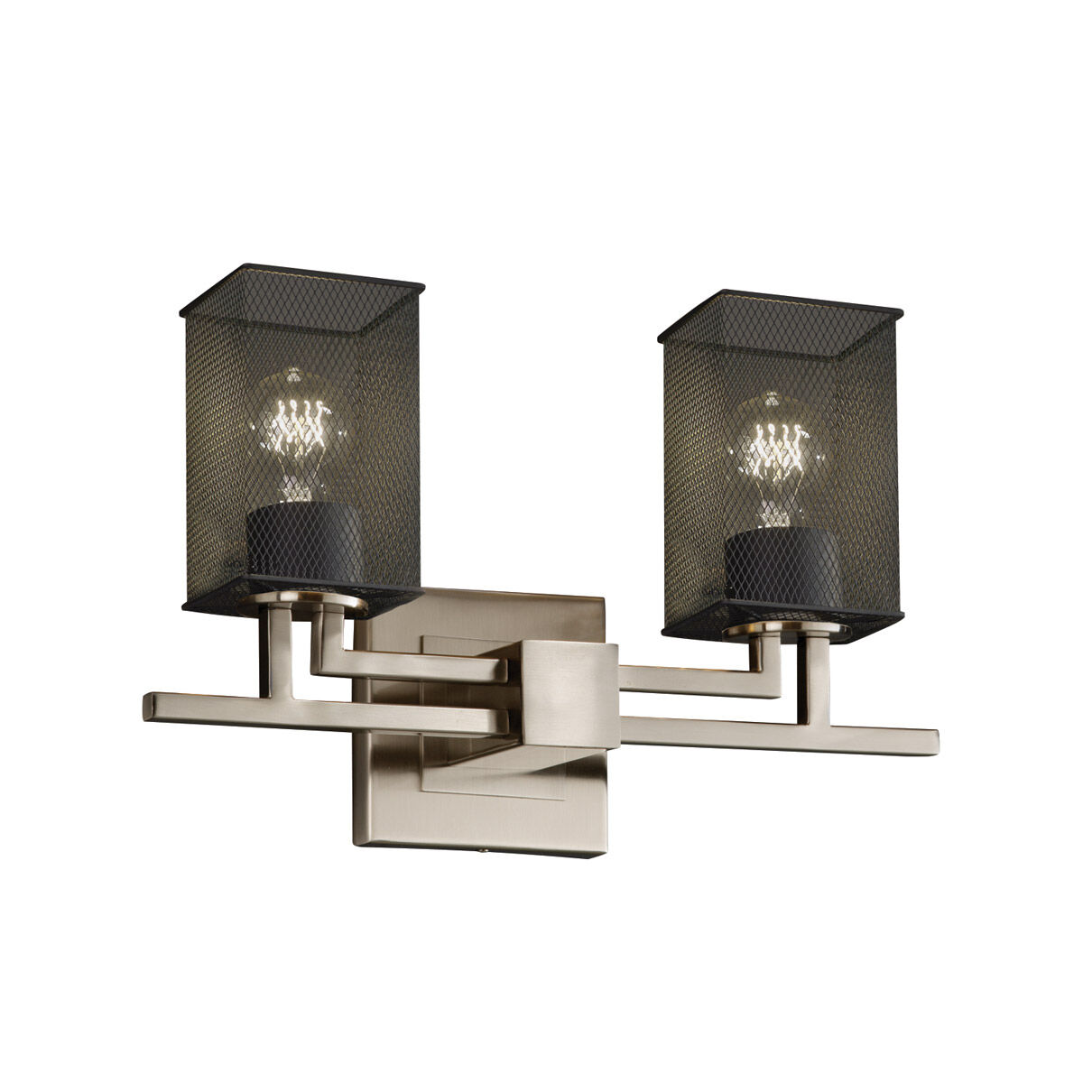 Aero Bath Light Wall Light in Brushed Nickel, Square with Flat Rim