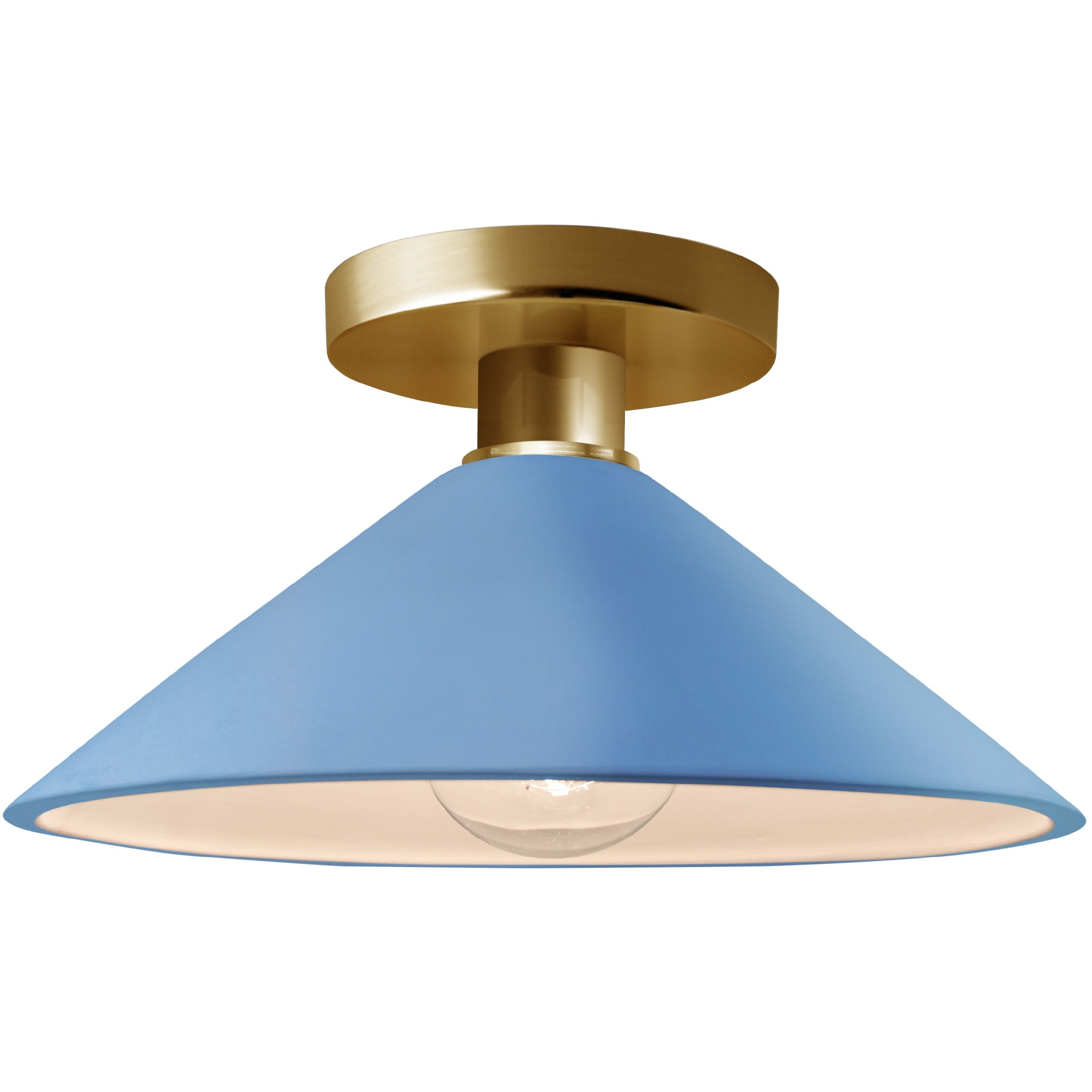 Radiance LED 11.75 inch Sky Blue and Polished Brass Semi Flush Ceiling Light