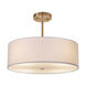 Textile 18 inch Polished Chrome Pendant Ceiling Light in White