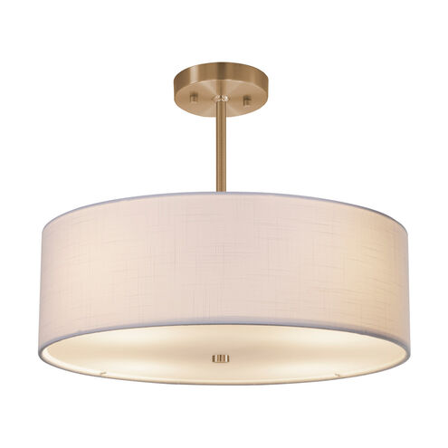 Textile 18 inch Polished Chrome Pendant Ceiling Light in White