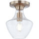Fusion Collection 1 Light 7.5 inch Brushed Brass Semi Flush Ceiling Light, Harlow Family