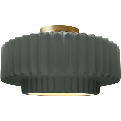Radiance LED 16.5 inch Pewter Green and Brushed Brass Semi Flush Ceiling Light