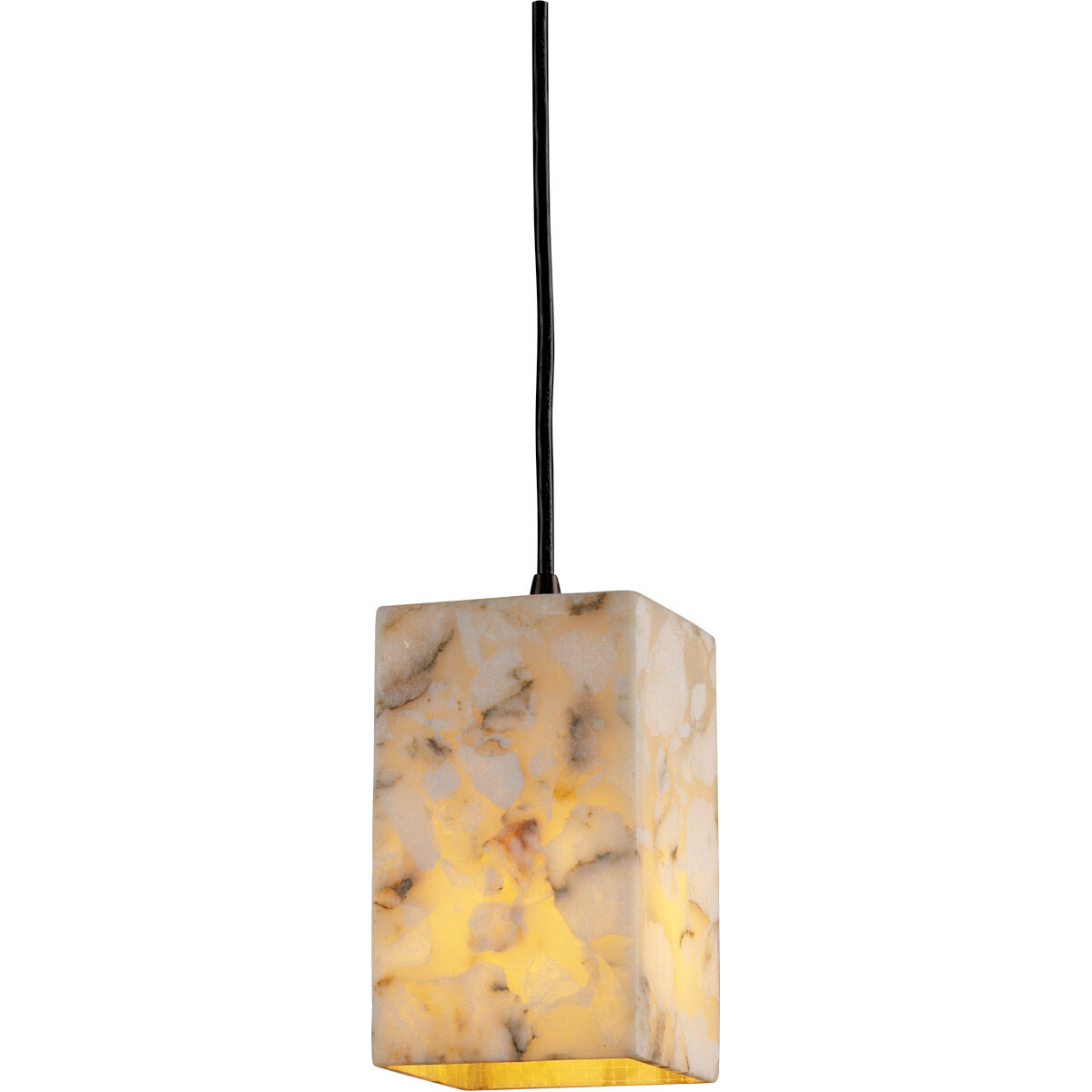 Alabaster Rocks LED 4.5 inch Polished Chrome Pendant Ceiling Light in 700 Lm LED, Black Cord, Tall Tapered Cylinder