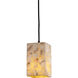 Alabaster Rocks LED 4.5 inch Polished Chrome Pendant Ceiling Light in 700 Lm LED, Black Cord, Tall Tapered Cylinder