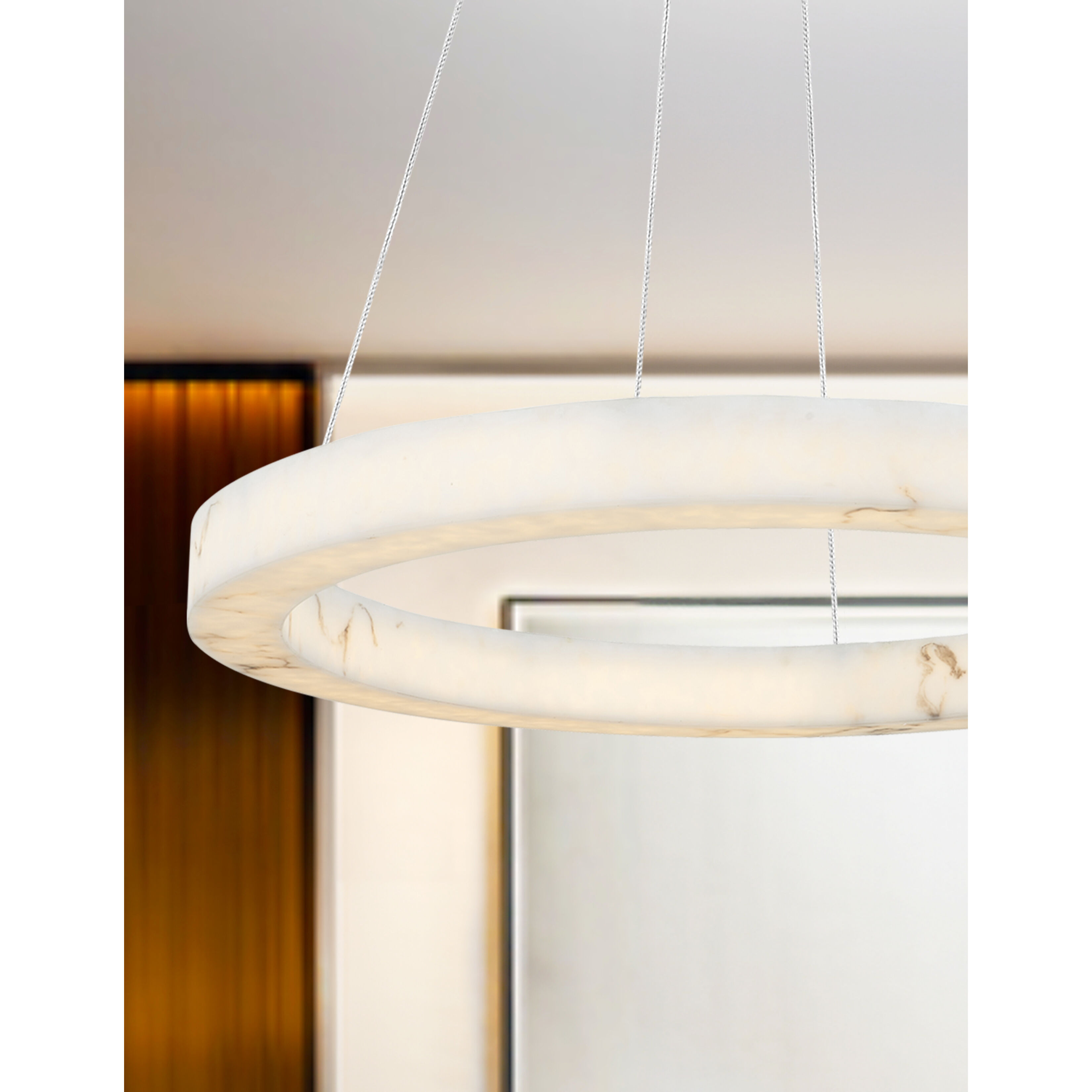 LumenAria Collection - Medley Family LED 42 inch Brushed Brass Pendant Ceiling Light in 42" D x 42" W x 3.5" H, EVOLV