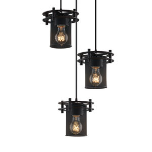 Circa 3 Light 7 inch Matte Black Pendant Ceiling Light in Cylinder with Flat Rim