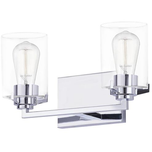 Fusion Collection - Cilindro 14.25 inch Clear Glass Bath Bar Wall Light in Polished Chrome