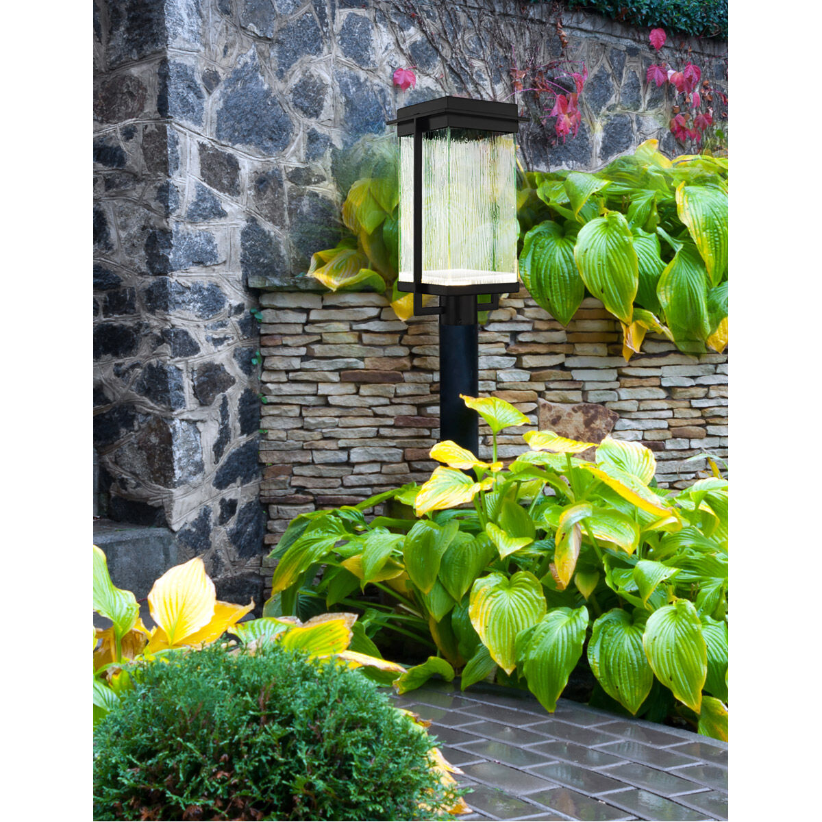 Fusion Pacific LED 18 inch Matte Black Outdoor Post Light in Rain Fusion