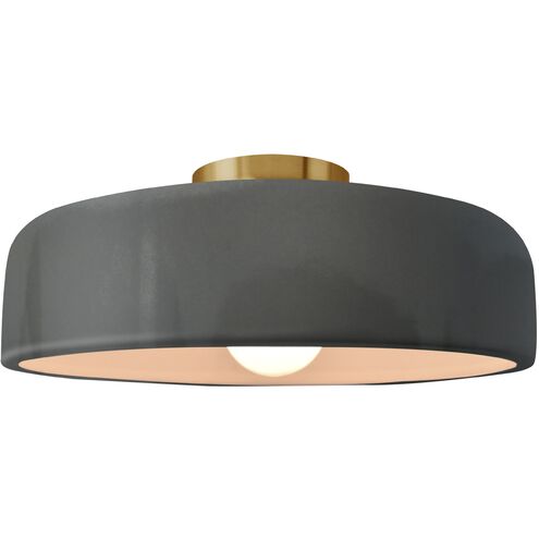 Radiance LED 13 inch Gloss Grey and Brushed Brass Semi Flush Ceiling Light