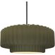 Radiance Collection - Pleated Tier Pendant Ceiling Light in Brushed Nickel, Dedicated LED, Black Cord, Matte Green, 14.5W x 5.25H, Form+Finish+Function