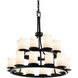CandleAria 21 Light 33 inch Matte Black Chandelier Ceiling Light in Cream, Cylinder with Melted Rim, Incandescent