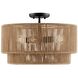 Eco Collection - Milos Family 4 Light 18 inch Matte Black and Natural Semi-Flush Ceiling Light in 18" D x 18" W x 11" H, EVOLV
