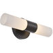 Fusion Collection - Cellini Family 4.5 inch Matte Black and Ribbed Opal ADA Wall Sconce Wall Light, EVOLV