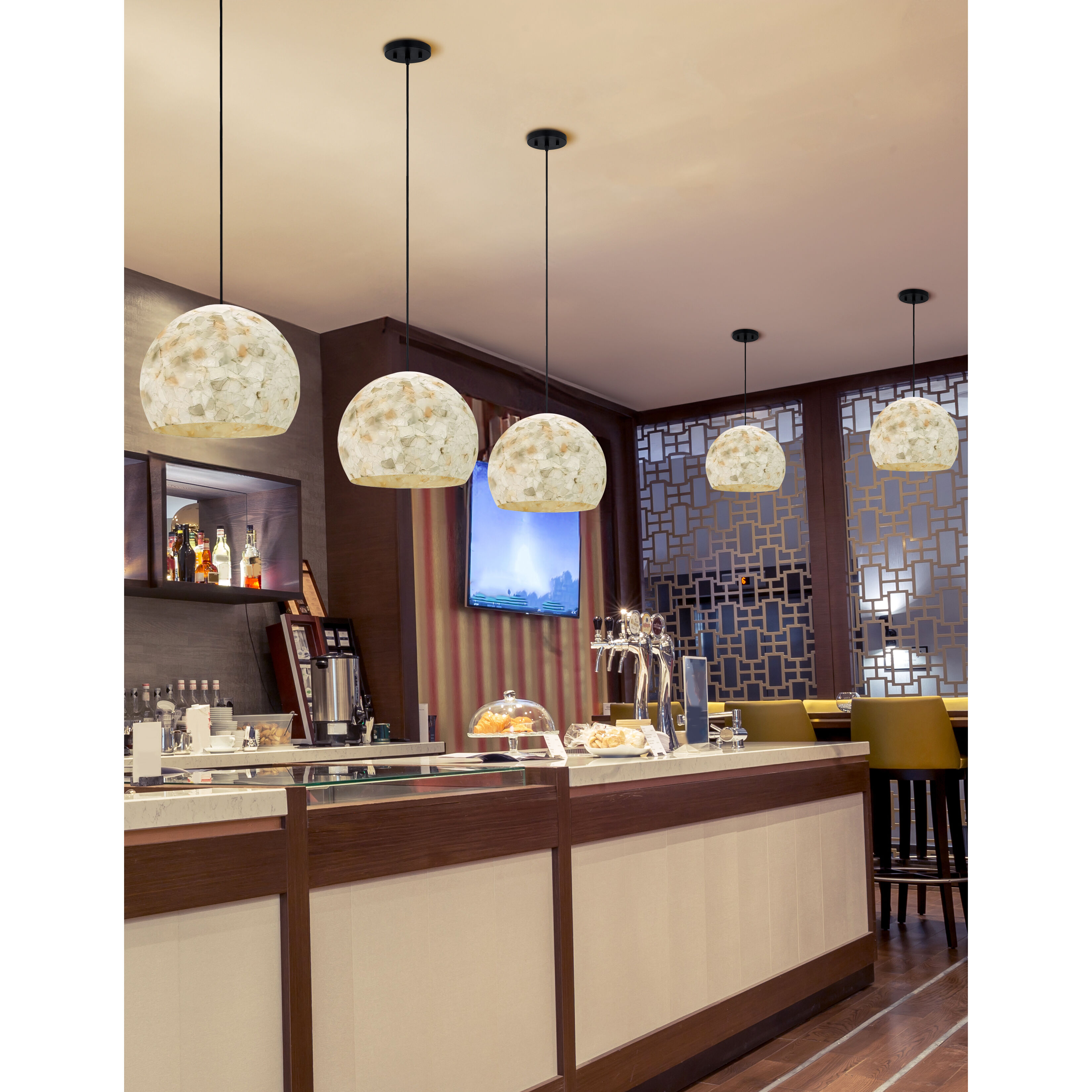 Alabaster Rocks Collection 1 Light 13 inch Matte Black Pendant Ceiling Light, Globe Family