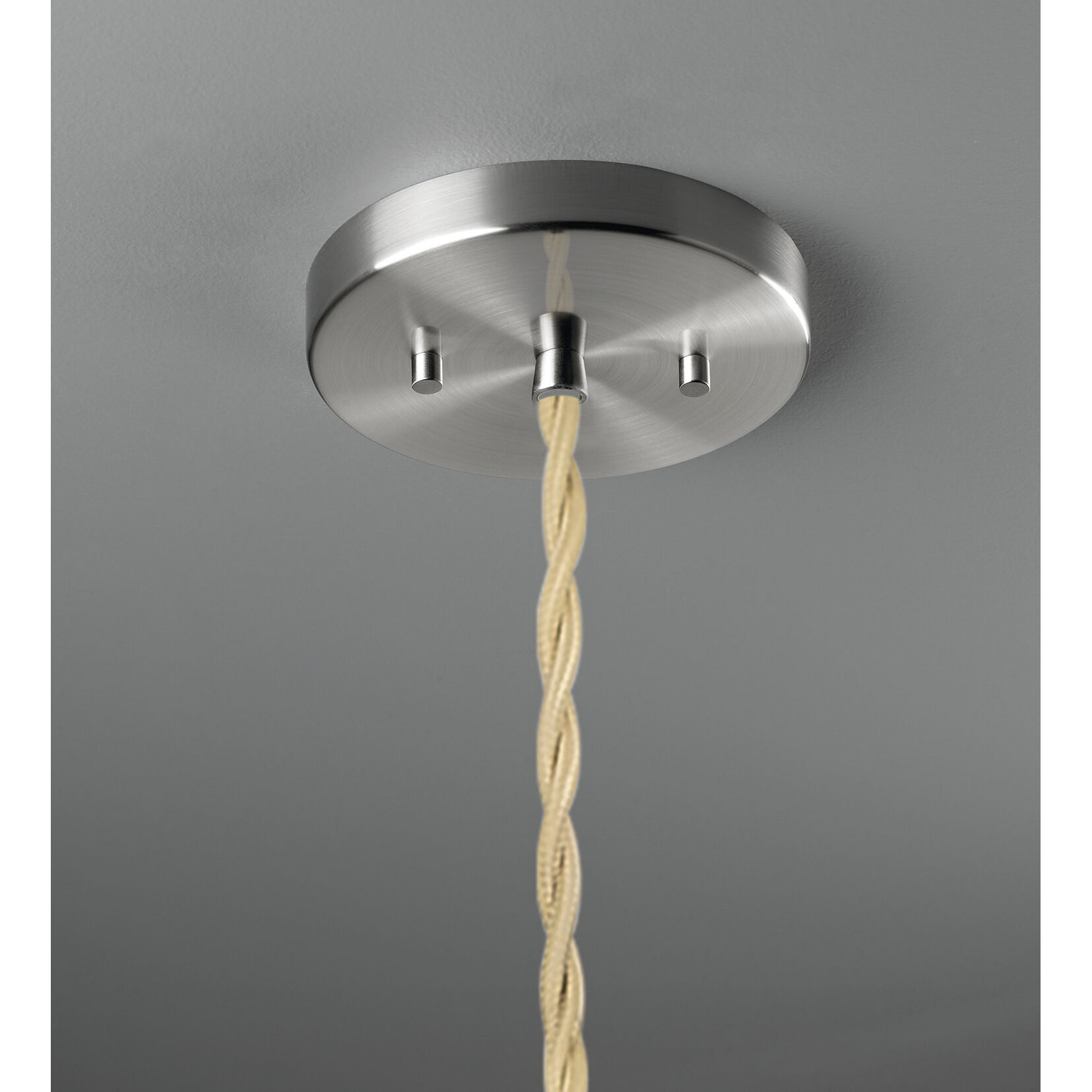 Radiance Collection - Avola Pendant Ceiling Light in Brushed Nickel, Replaceable Bulb, Beige Twist Cord, Concrete, 15W x 7.25H, Form+Finish+Function