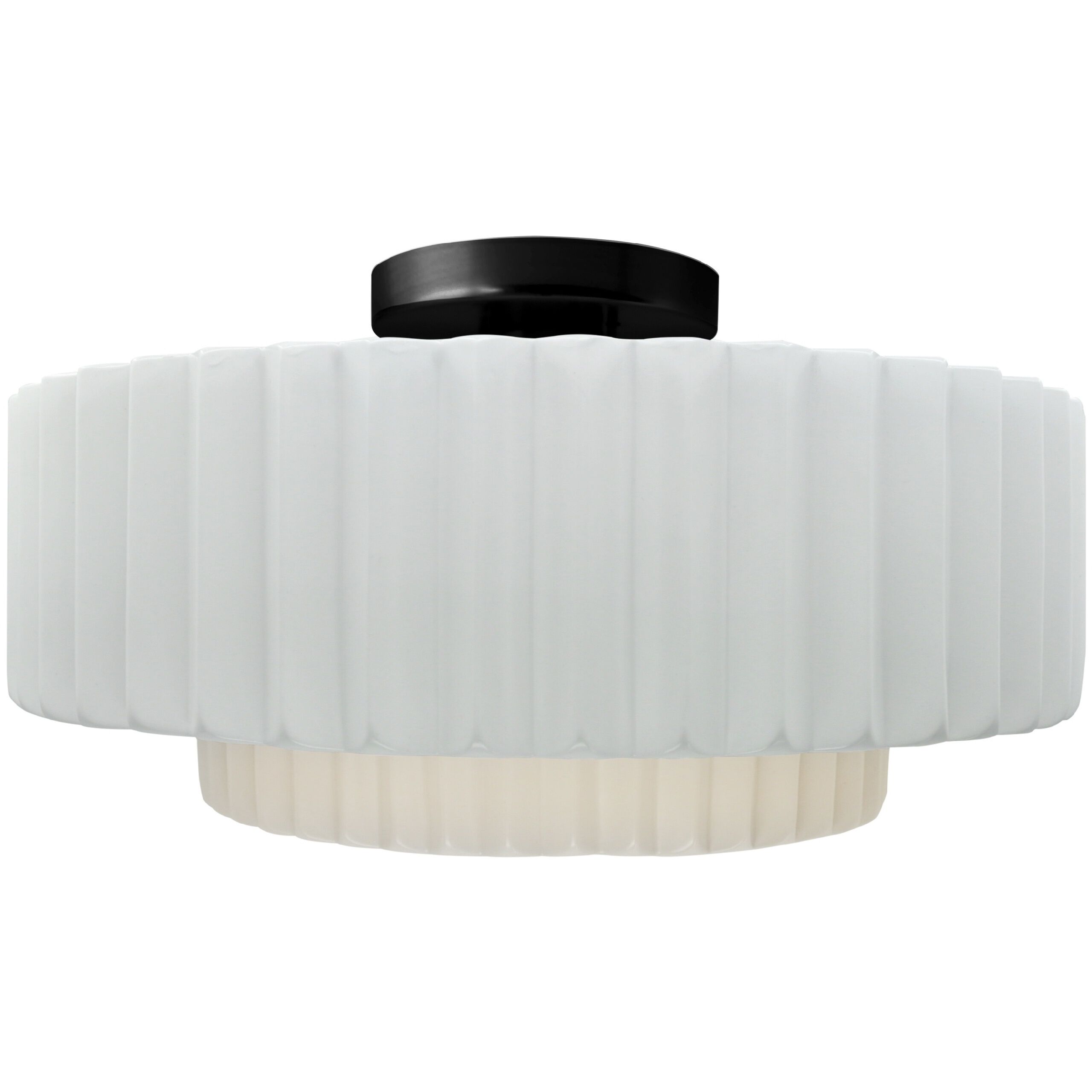 Radiance Collection - Pleated Tier LED 14.5 inch Gloss White and Matte Black Semi-Flush Ceiling Light in Dedicated LED, Gloss White (outside and inside of fixture), 14.5W x 7.25H, Form+Finish+Function