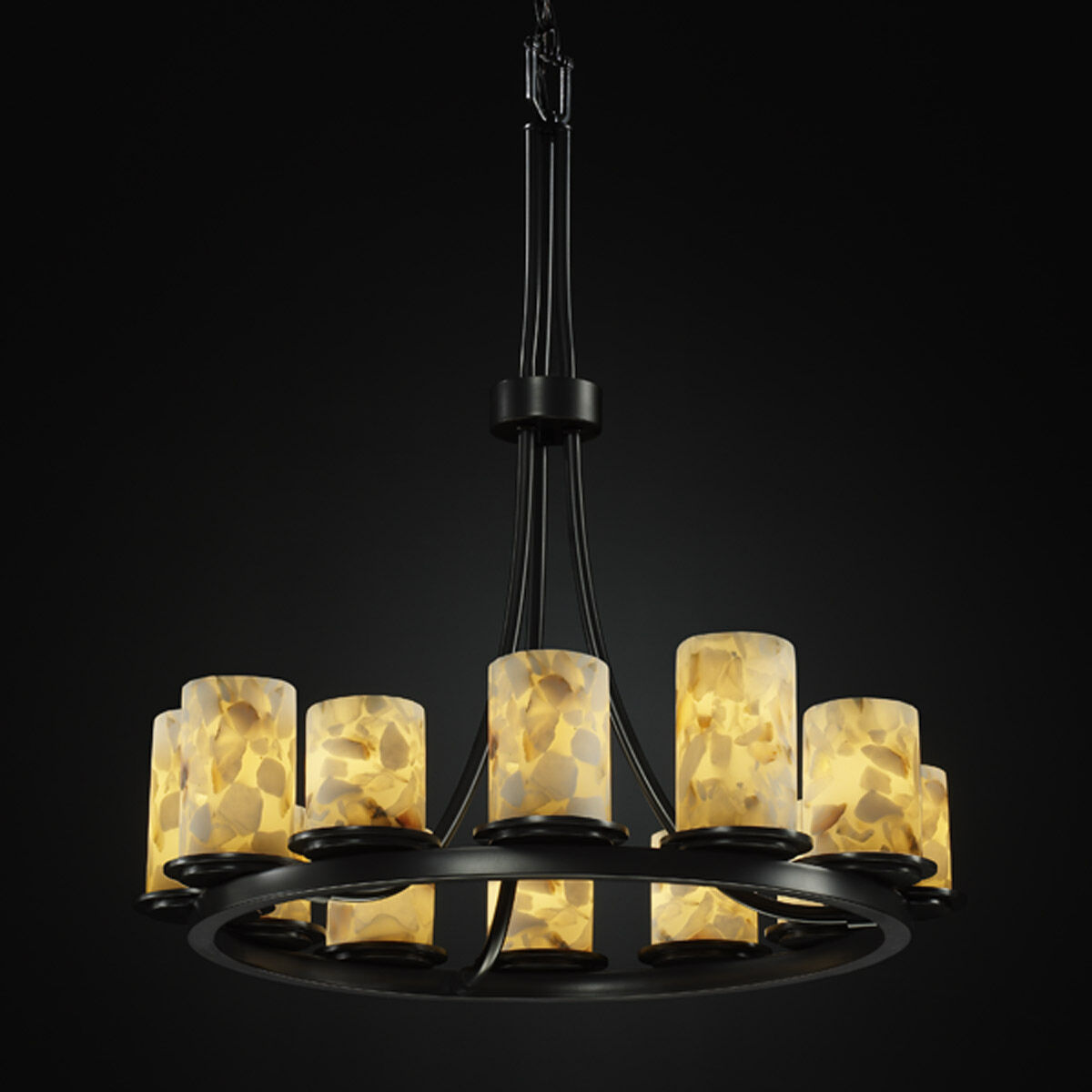 Alabaster Rocks LED 28 inch Brushed Nickel Chandelier Ceiling Light in 8400 Lm LED, Dakota