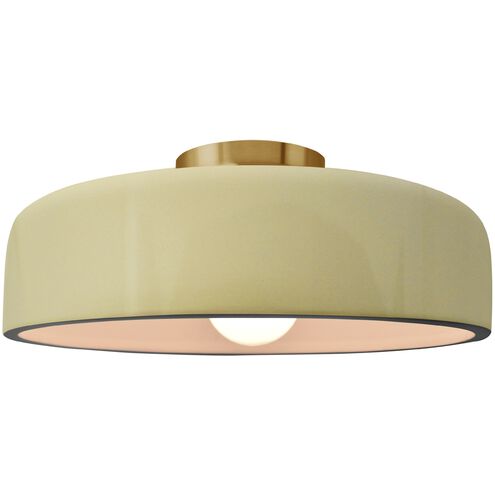 Radiance LED 16 inch Vanilla Gloss and Brushed Brass Semi Flush Ceiling Light