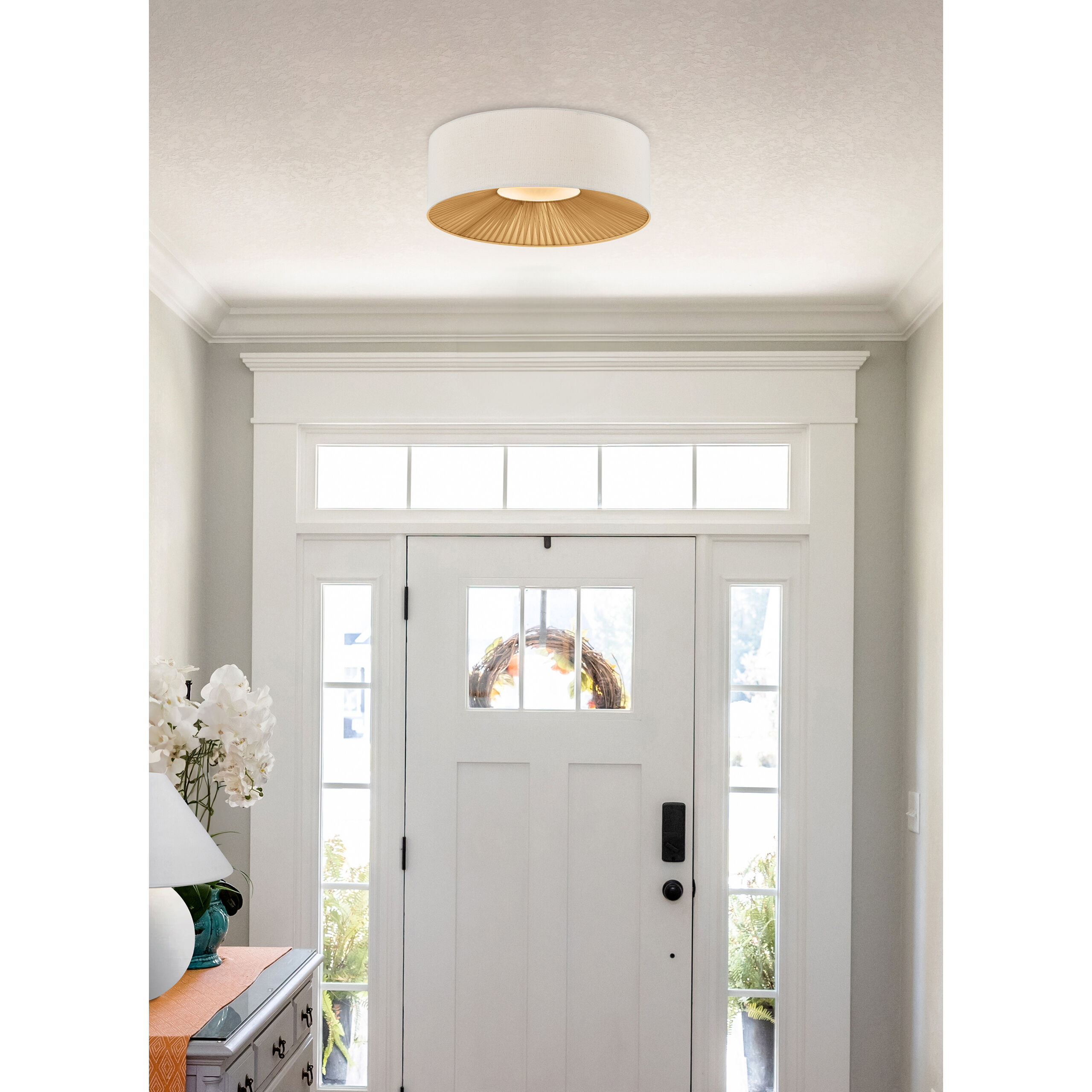 Textile Collection 4 Light 18 inch Matte Black Flush Mount Ceiling Light, Warren Family
