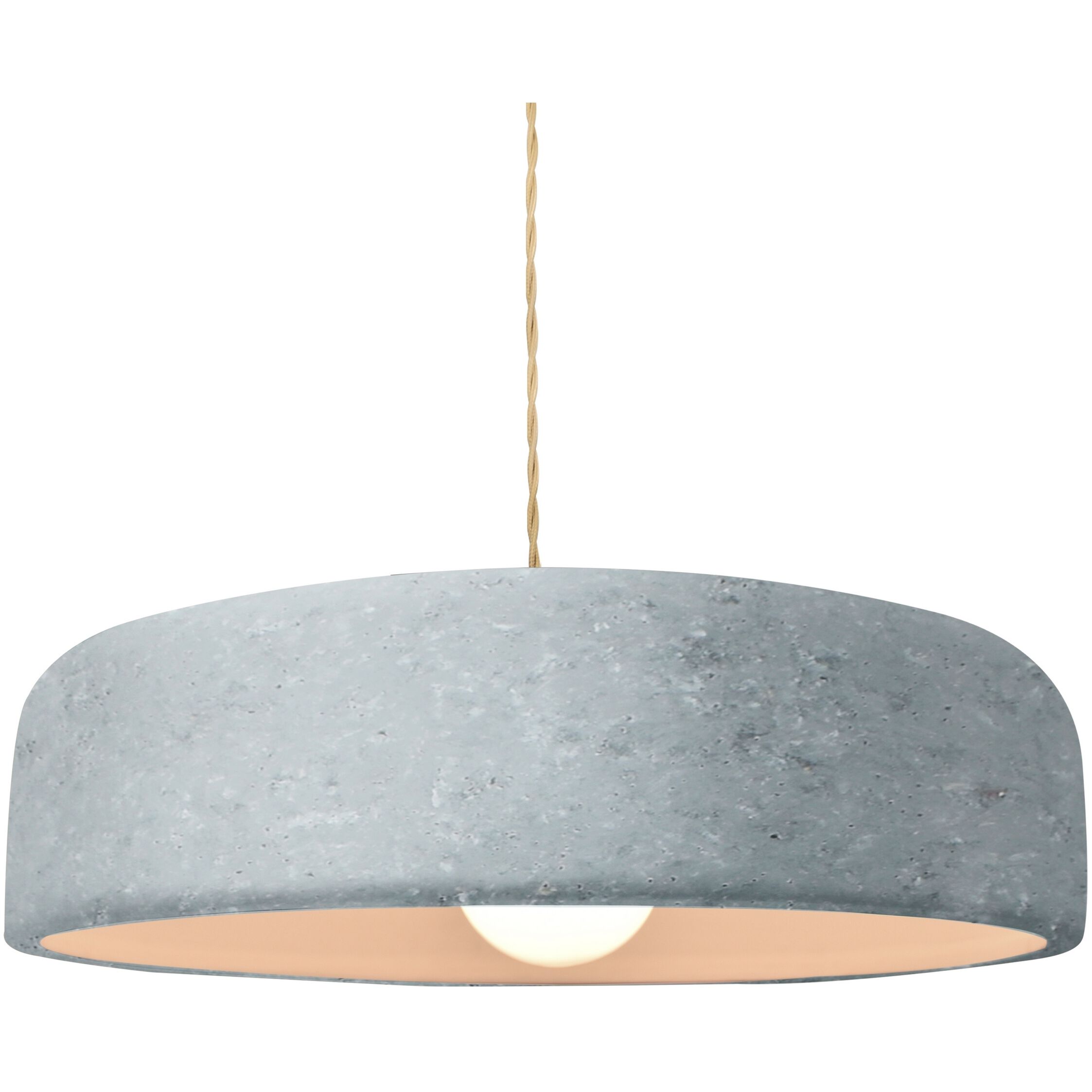 Radiance Collection - Spire Pendant Ceiling Light in Brushed Brass, Dedicated LED, Beige Twist Cord, Concrete, 16W x 4.5H, Form+Finish+Function