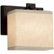 Textile Wall Sconce Wall Light in Dark Bronze, Cream, Rectangle