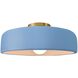 Radiance Collection - Spire LED 13 inch Sky Blue and Brushed Brass Semi-Flush Ceiling Light in Dedicated LED, 13W x 6H, Form+Finish+Function