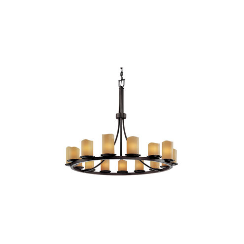 CandleAria LED 42 inch Dark Bronze Chandelier Ceiling Light in Cream (CandleAria), Cylinder with Flat Rim, 10500 Lm LED, Dakota