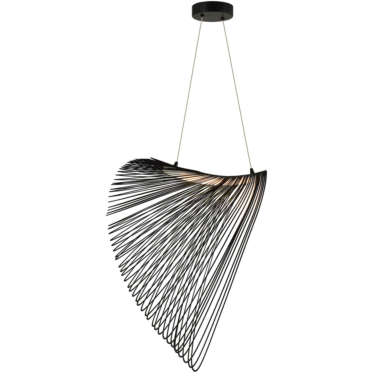 Eco Collection - Madera Family 23.75 inch Matte Black Pendant Ceiling Light in Black Wood, EVOLV