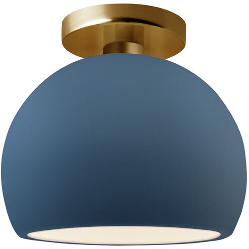 Radiance 1 Light 7 inch Midnight Sky and Matte White and Brushed Brass Semi Flush Ceiling Light