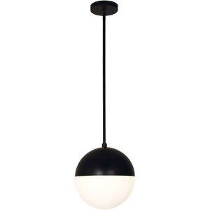 Fusion Collection - Ion Family LED 10 inch Matte Black with Opal Pendant Ceiling Light, Ion Family
