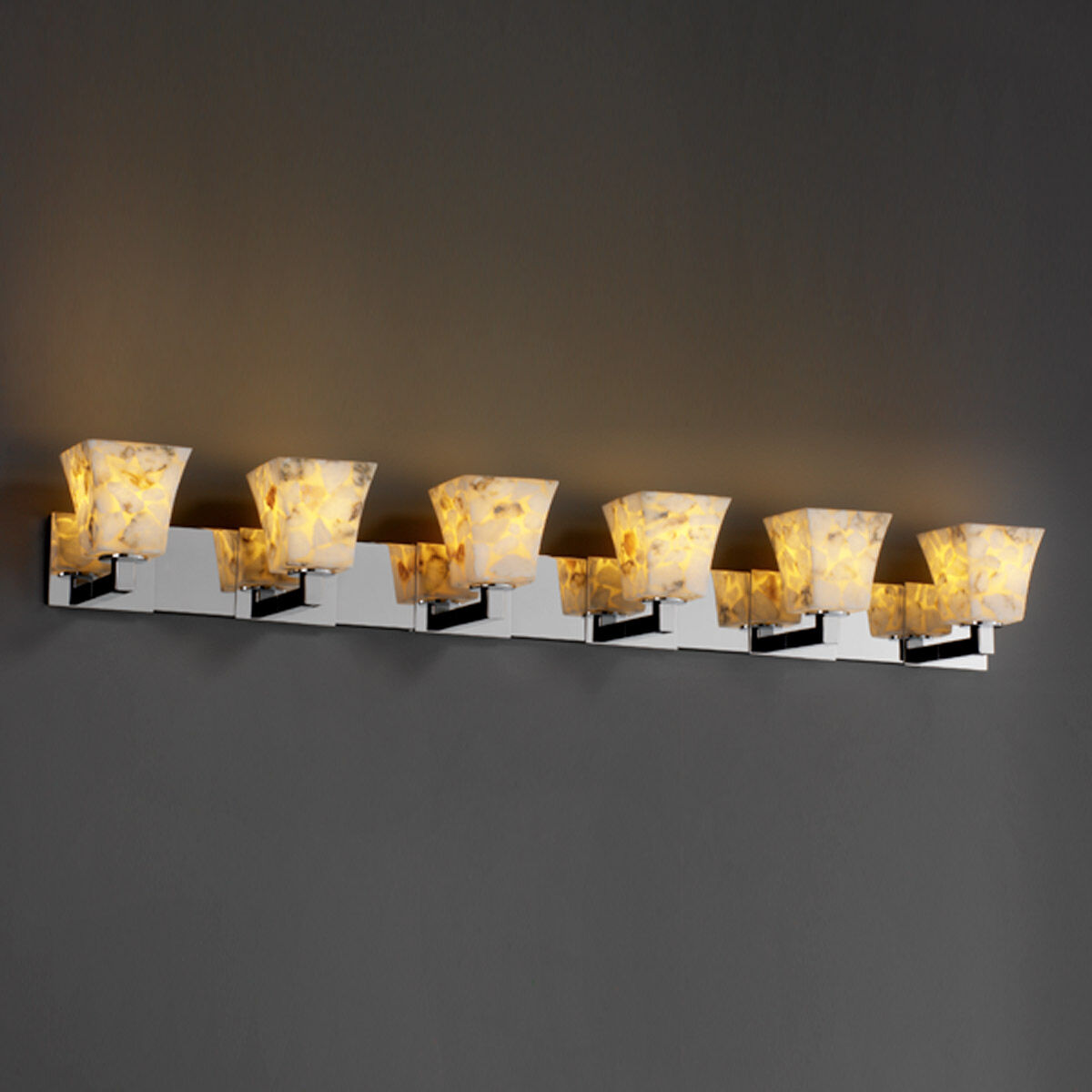 Alabaster Rocks 6 Light 55.75 inch Dark Bronze Bath Bar Wall Light in Round Flared, Incandescent