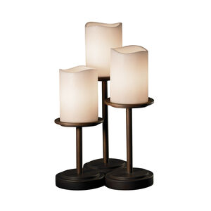 Candlearia 16 inch 60 watt Dark Bronze Table Lamp Portable Light in Cream (CandleAria), Cylinder with Melted Rim, Incandescent