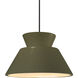 Radiance Collection - Trapezoid LED 14 inch Matte Green Pendant Ceiling Light in Matte Black, Dedicated LED, Rigid Stem, Form+Finish+Function