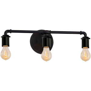 Signature 3 Light 23 inch Matte Black Bath Bar Wall Light