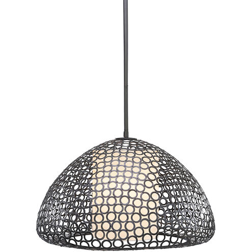 Dilston LED 24 inch Bronze Pendant Ceiling Light in Cream Linen Fabric