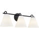 Fusion Collection - Pavia Family 3 Light 24.75 inch Matte Black and Opal Bath Bar Wall Light, EVOLV
