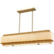 Textile Collection - Narberth Family 5 Light 44 inch Brushed Brass and Cream Linen Linear Pendant Ceiling Light, EVOLV