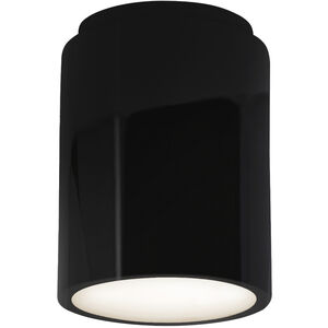 Radiance Cylinder LED 7 inch Gloss Black Flush-Mount Ceiling Light in 1000 Lm LED
