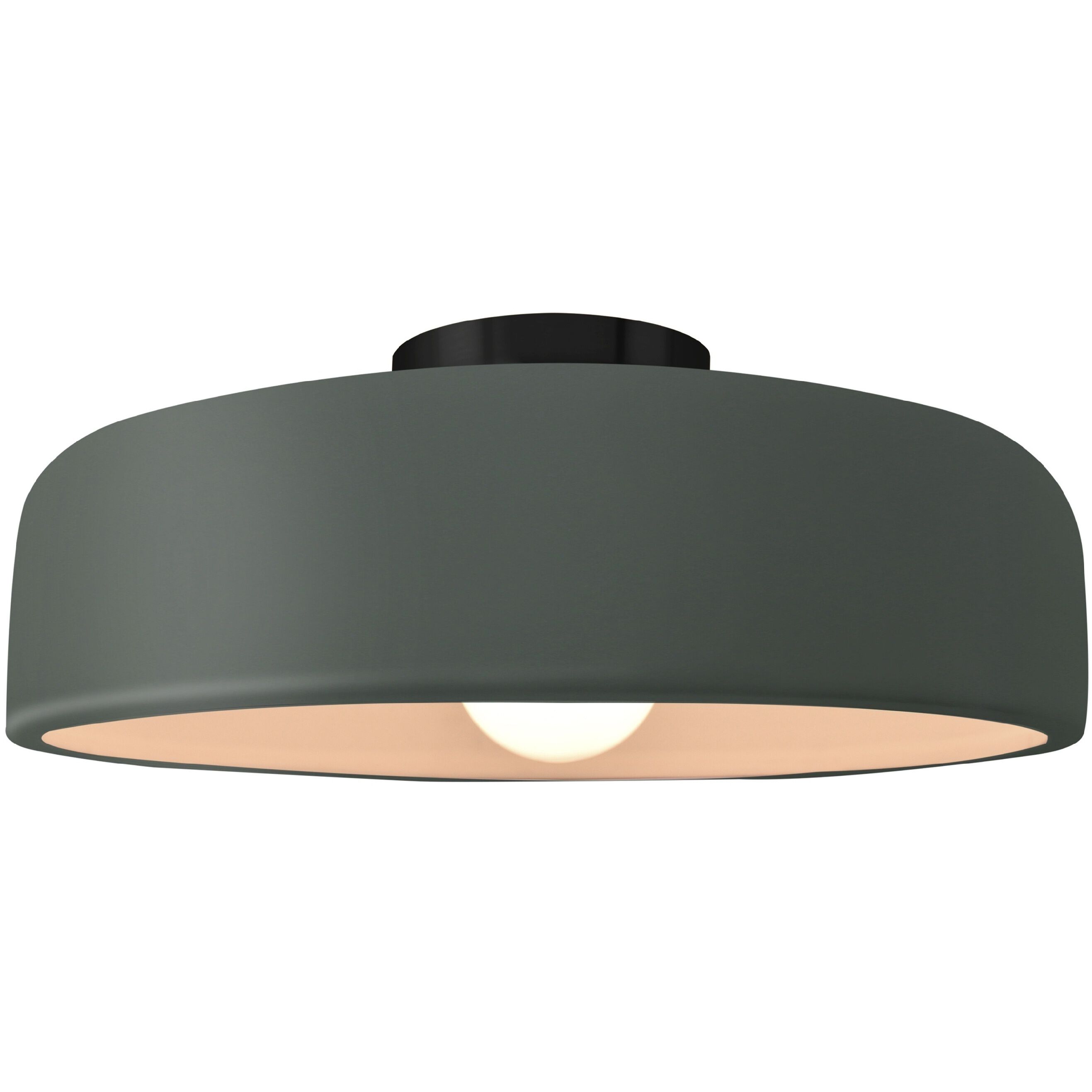 Radiance Collection - Spire LED 13 inch Pewter Green and Matte Black Semi-Flush Ceiling Light in Dedicated LED, 13W x 6H, Form+Finish+Function