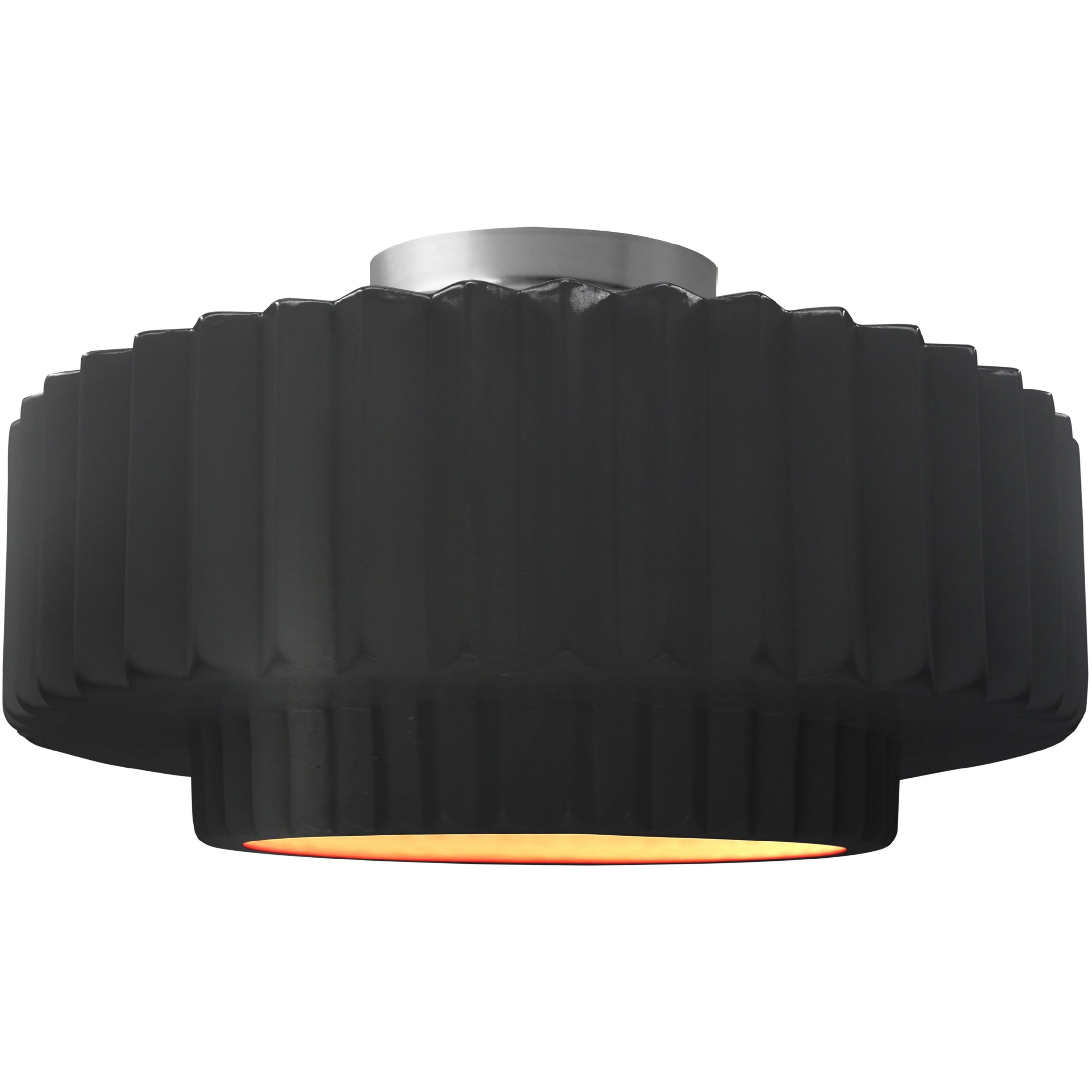 Radiance Collection - Pleated Tier 1 Light 16.5 inch Carbon Matte Black and Champagne Gold and Brushed Nickel Semi-Flush Ceiling Light in Replaceable Bulb, Carbon Matte Black/Champagne Gold, 16.5W x 8H, Form+Finish+Function