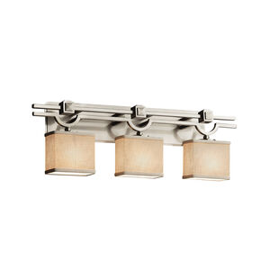 Textile 3 Light 29 inch Brushed Nickel Vanity Light Wall Light in Cream, Rectangle, Incandescent