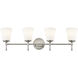 Fusion Collection - Tulsi Family 4 Light 32.5 inch Brushed Nickel and Opal Bath Bar Wall Light, EVOLV