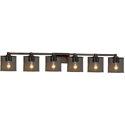 Wire Mesh 1 Light 49 inch Polished Chrome Bath Bar Wall Light in Square with Flat Rim, Regency