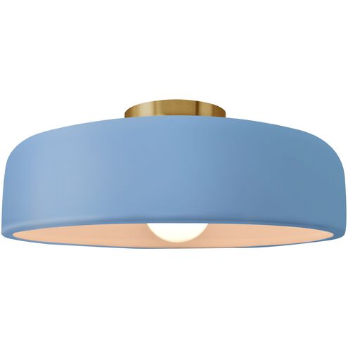 Radiance 1 Light 16 inch Sky Blue and Brushed Brass Semi Flush Ceiling Light