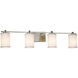 Textile 34 inch Brushed Nickel Bath Bar Wall Light in LED, White, Cylinder with Flat Rim, Era