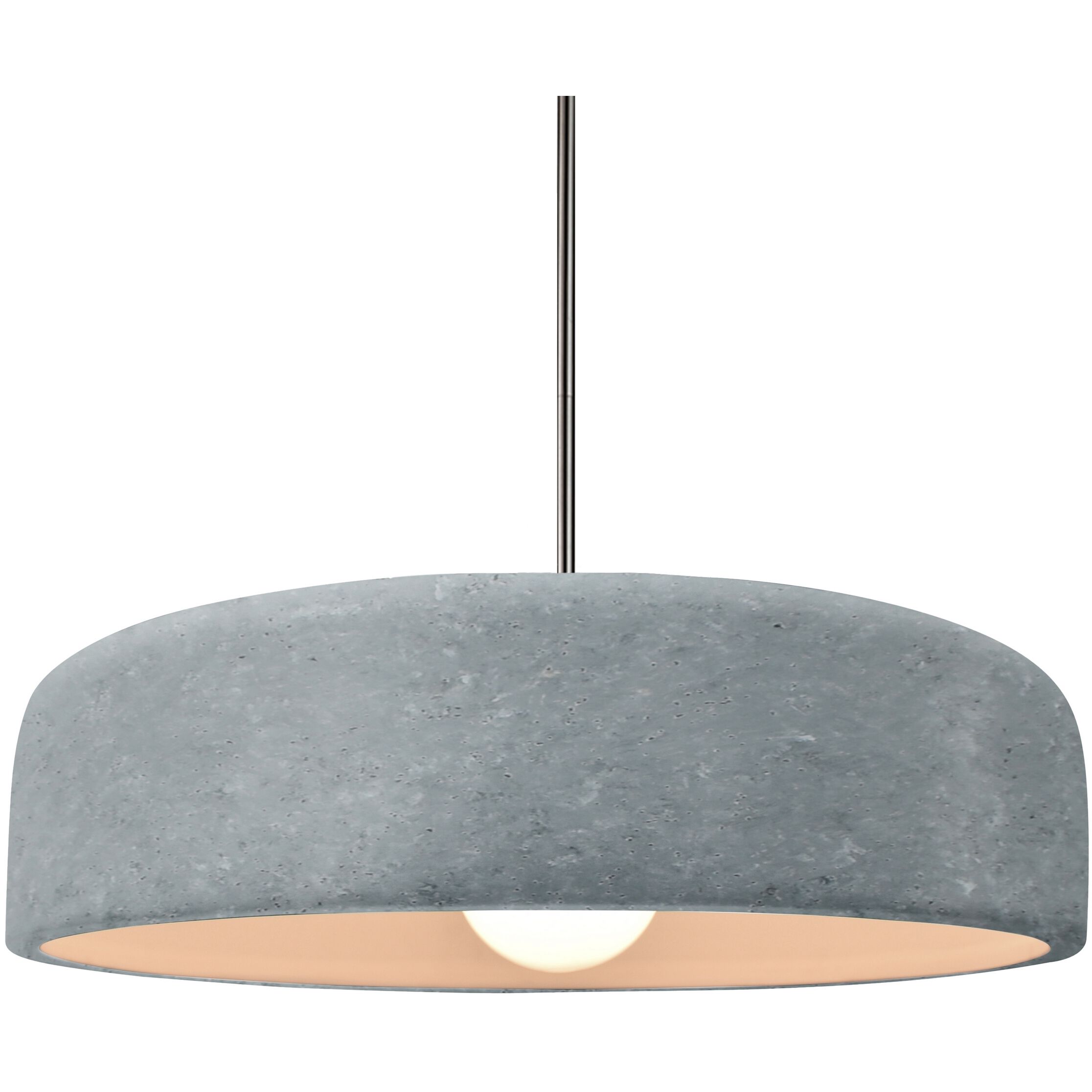 Radiance Collection - Spire Pendant Ceiling Light in Brushed Nickel, Replaceable Bulb, Rigid Stem, Concrete, 16W x 4.5H, Form+Finish+Function